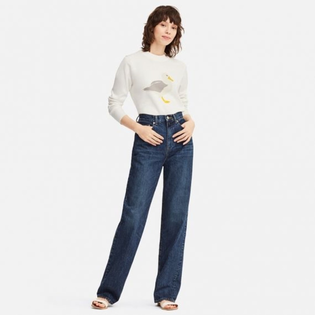 uniqlo women high rise straight jeans