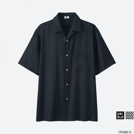 Uniqlo U Open Collar Short Sleeve Shirt Men S Fashion Tops Sets Tshirts Polo Shirts On Carousell
