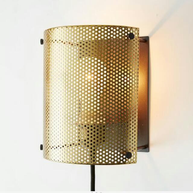 West Elm Perforated Metal Wall Sconce / Light, Furniture & Home Living