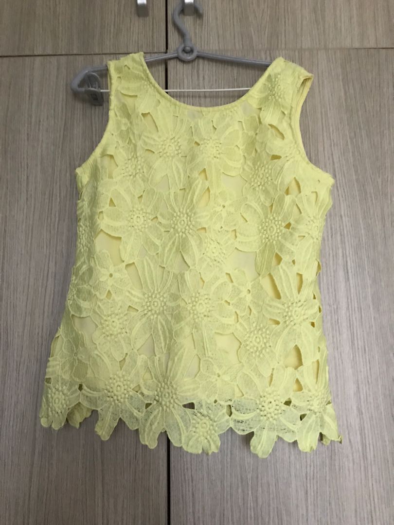 yellow lace top