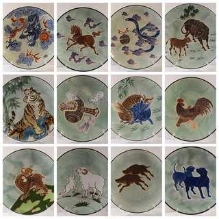 Arita-yaki Chinese Zodiac Deco Plates - Set of 12