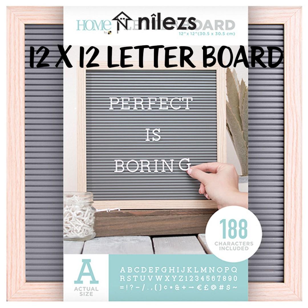 12 X 12 Oak And Grey Letter Board 188pcs Home Decor Furniture
