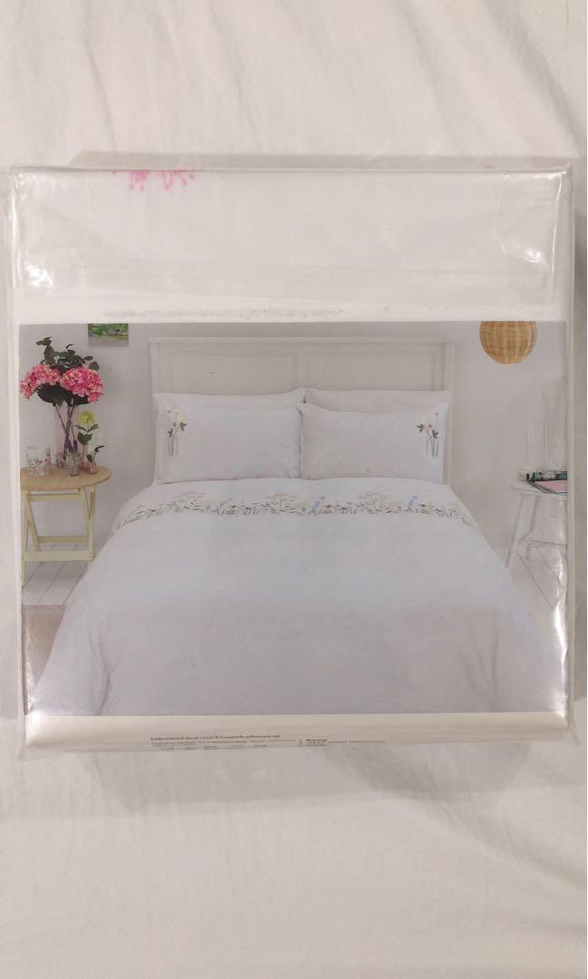 Bnib Sainsbury S Embroidered Duvet Cover 2 Pillowcase Set