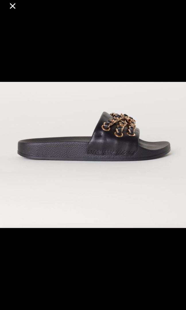 BNWT H M Moschino Leather Slides Luxury Sneakers Footwear on Carousell