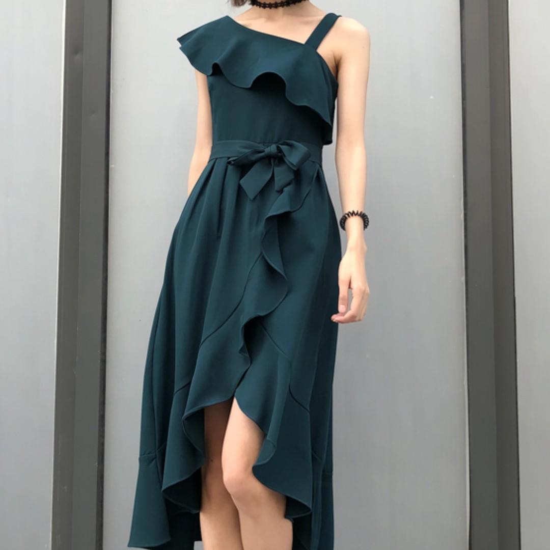 dark olive green dress