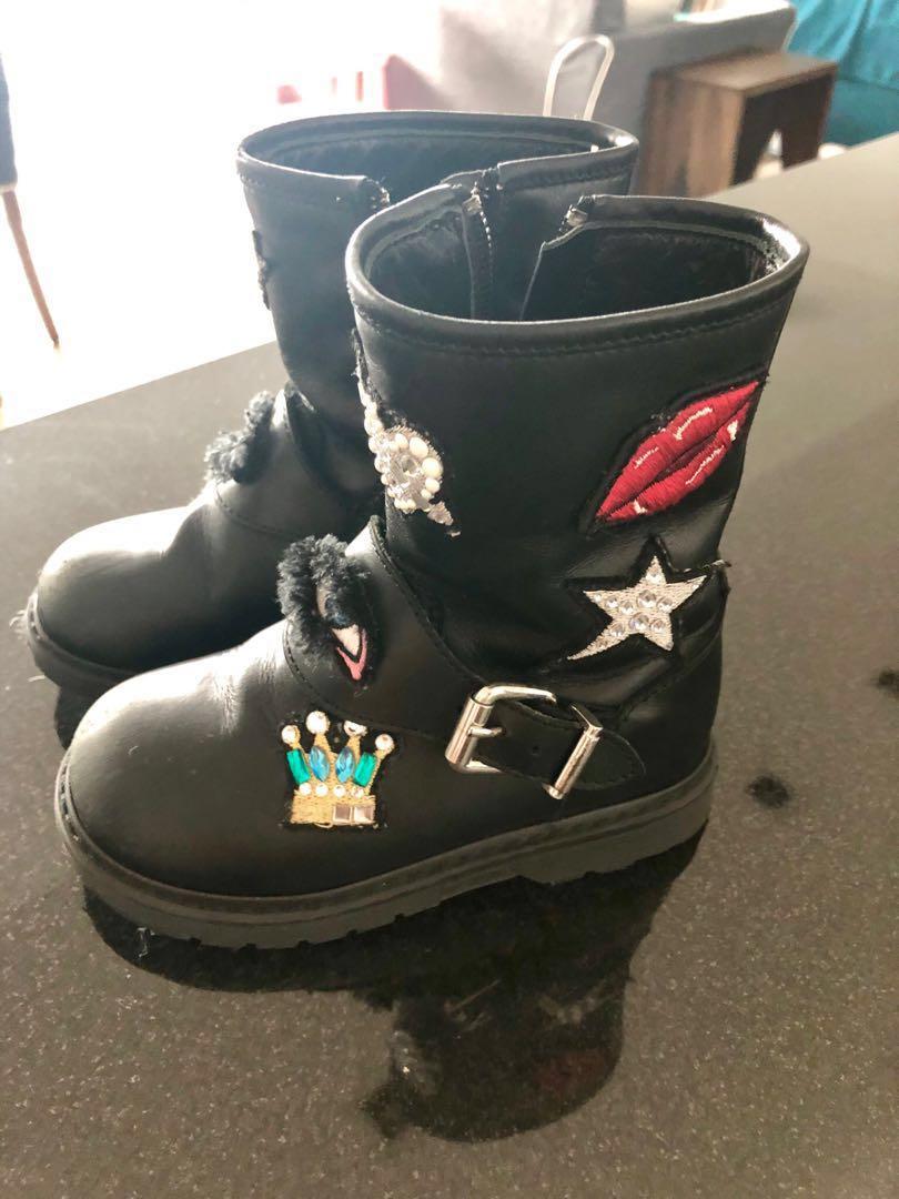 girls leather boots size 2