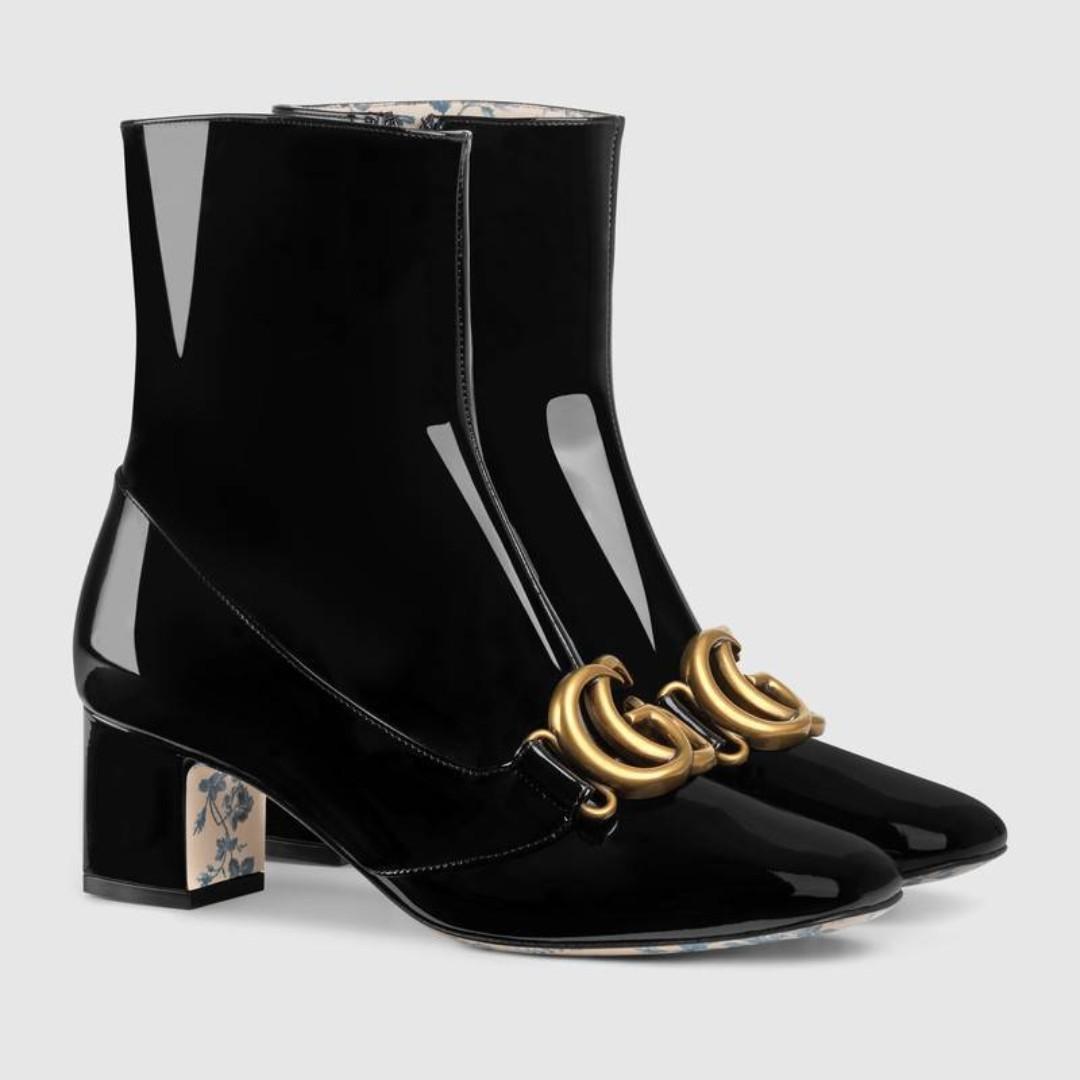 gucci leather boot with double g