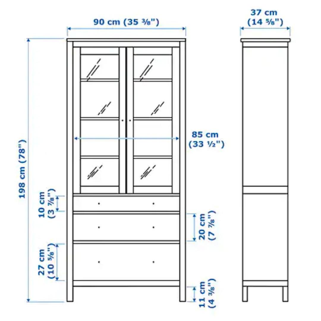 IKEA HEMNES Glass-door cabinet with 3 drawers, Furniture & Home Living ...
