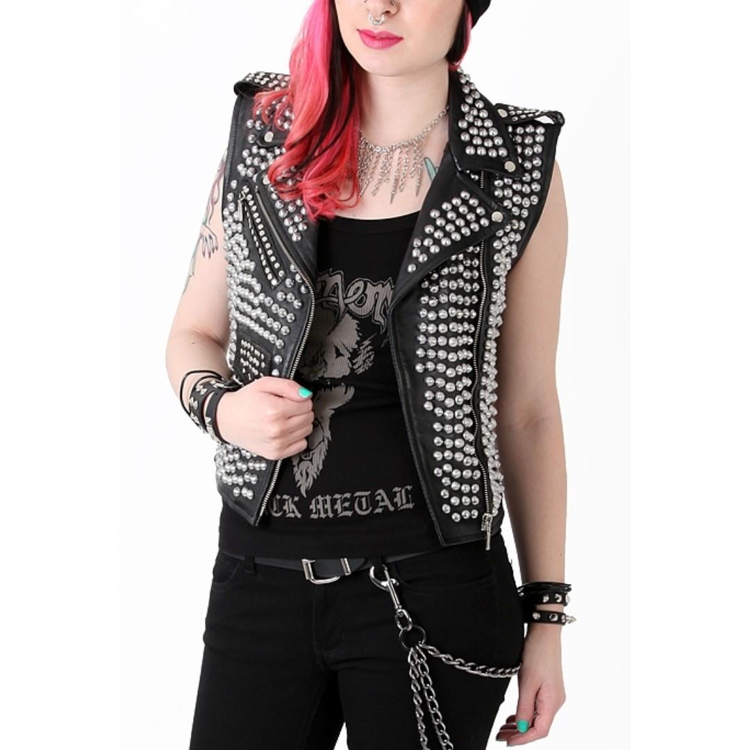 Killstar studded leather jacket store