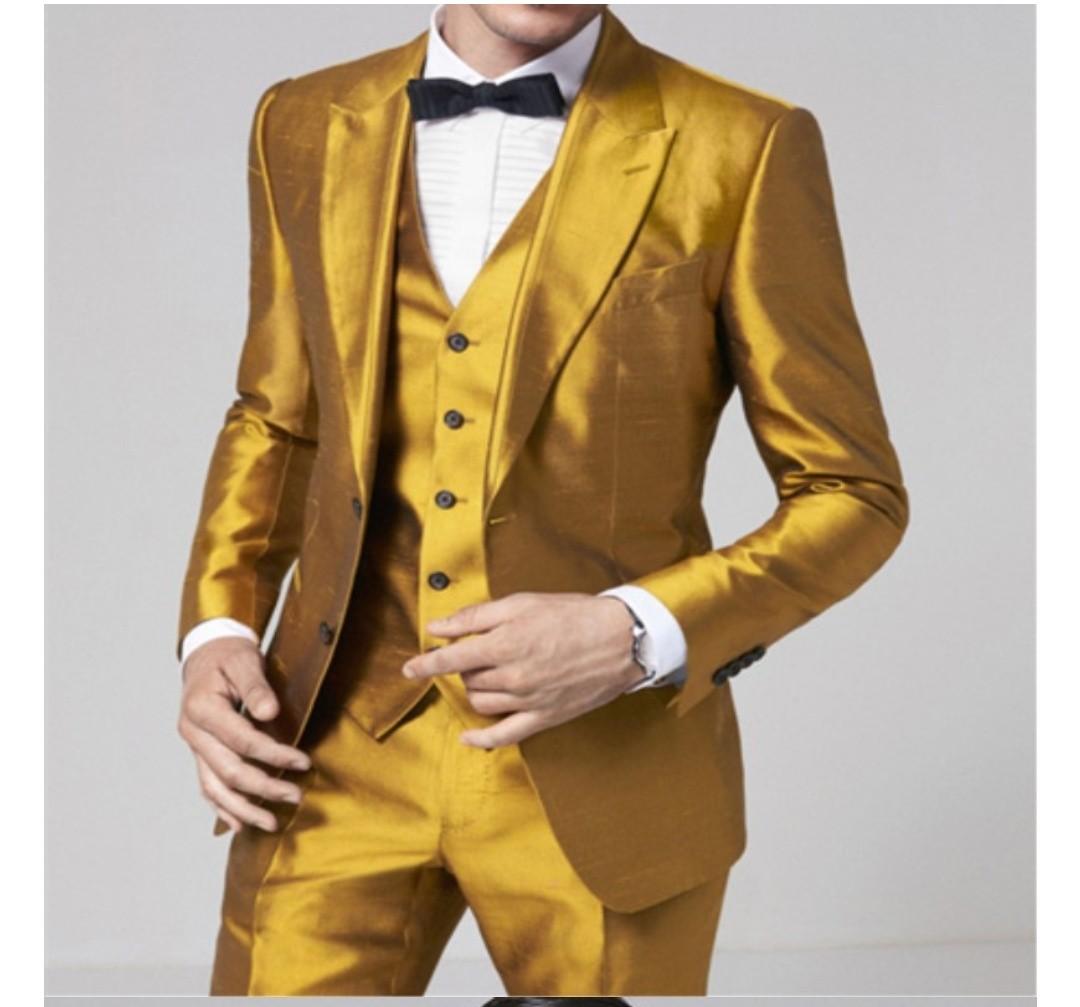 Men gold suit custom made available, Men's Fashion, Coats, Jackets and