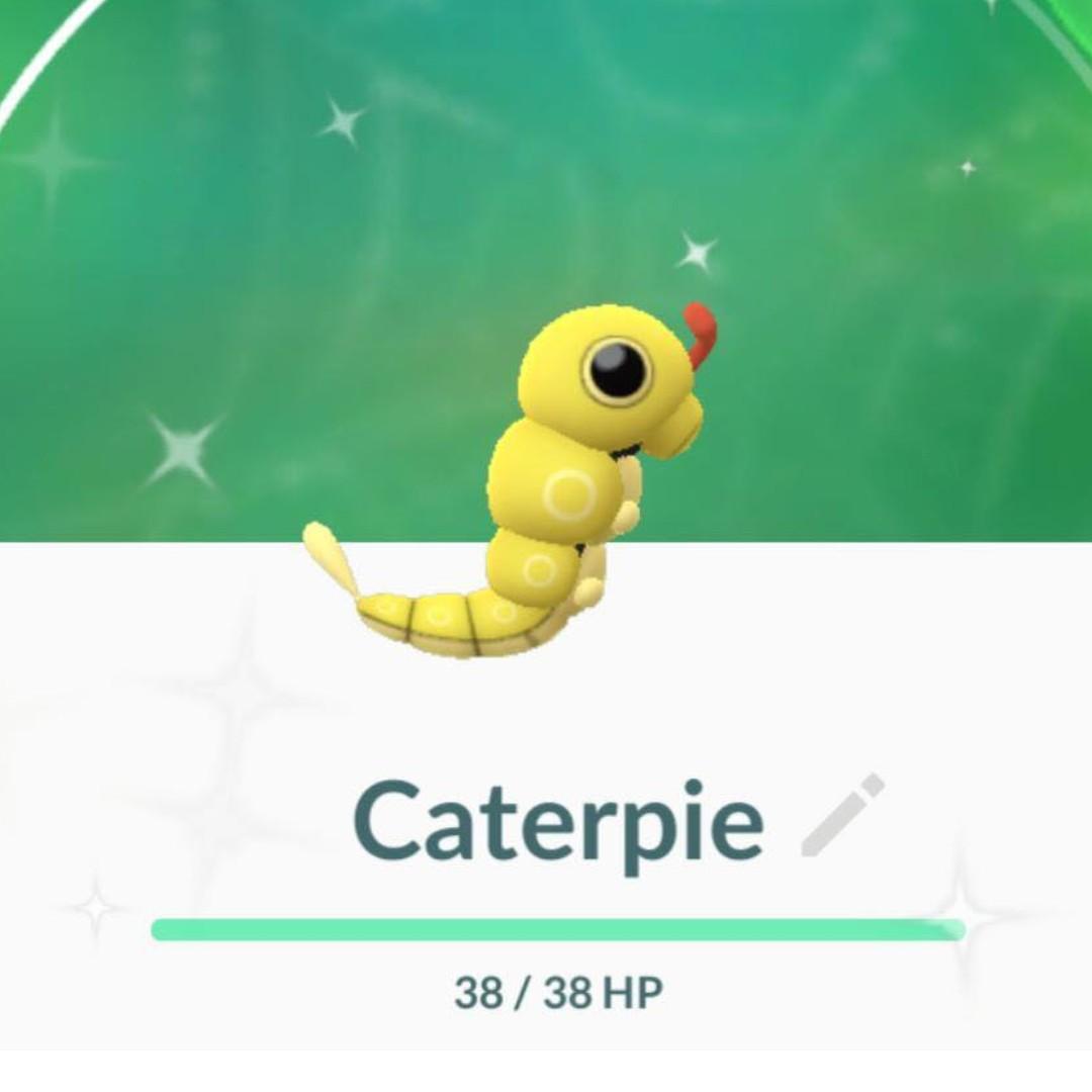 POKEMON GO - Shiny caterpie, Video Gaming, Gaming Accessories, Game Gift  Cards & Accounts on Carousell