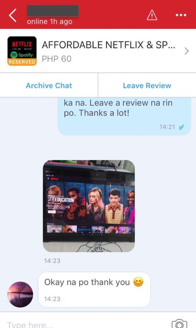 SUPER CHEAP NETFLIX & SPOTIFY PREMIUM ACCOUNT (Category: Media Streamers & Hubs) located in Manila. Submitted by htmlreslie (Listing ID 211227523, Image 3). Description: Netflix Premium Account 60/mo (shared account, up to 1 user only) 200/mo (solo account, up to 5 users) Spotify Premium Account 150/3mos 250/6mos AVAIL NOW! MOP: GCash, Cash-in at 7/11 Interested? Pm for inquiries..