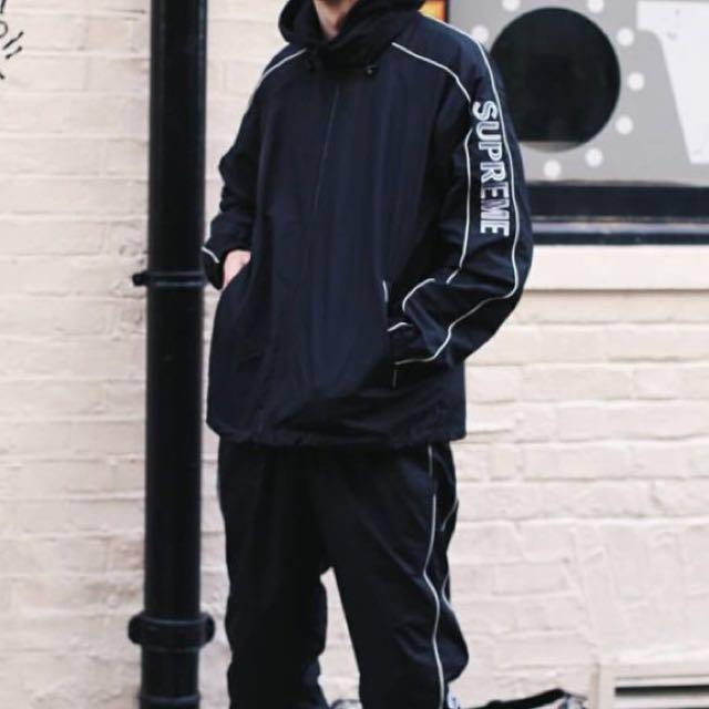 Supreme striped logo windbreaker shop