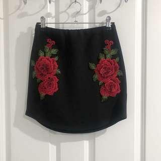 Boohoo Rose Patch skirt
