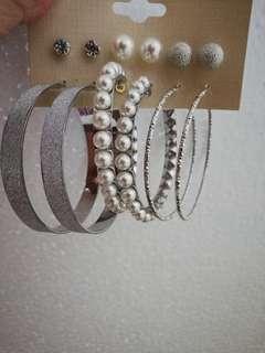 6 pasang anting round hoop dan tusuk