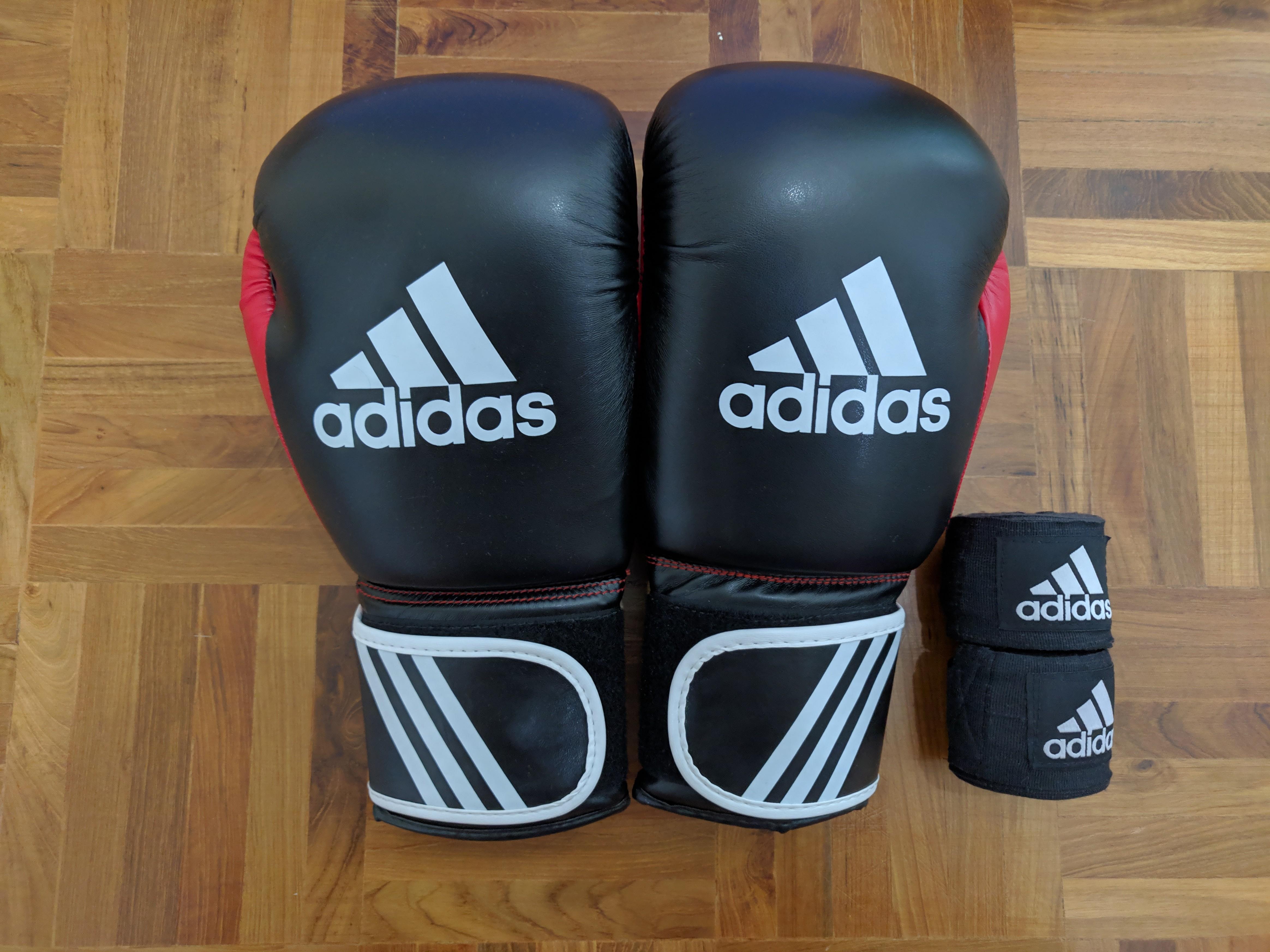 Adidas Boxing Gloves and Hand Wraps 