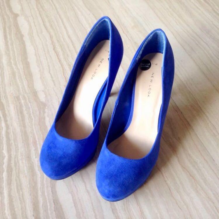 BN New Look Blue Suede Heels, Women's 