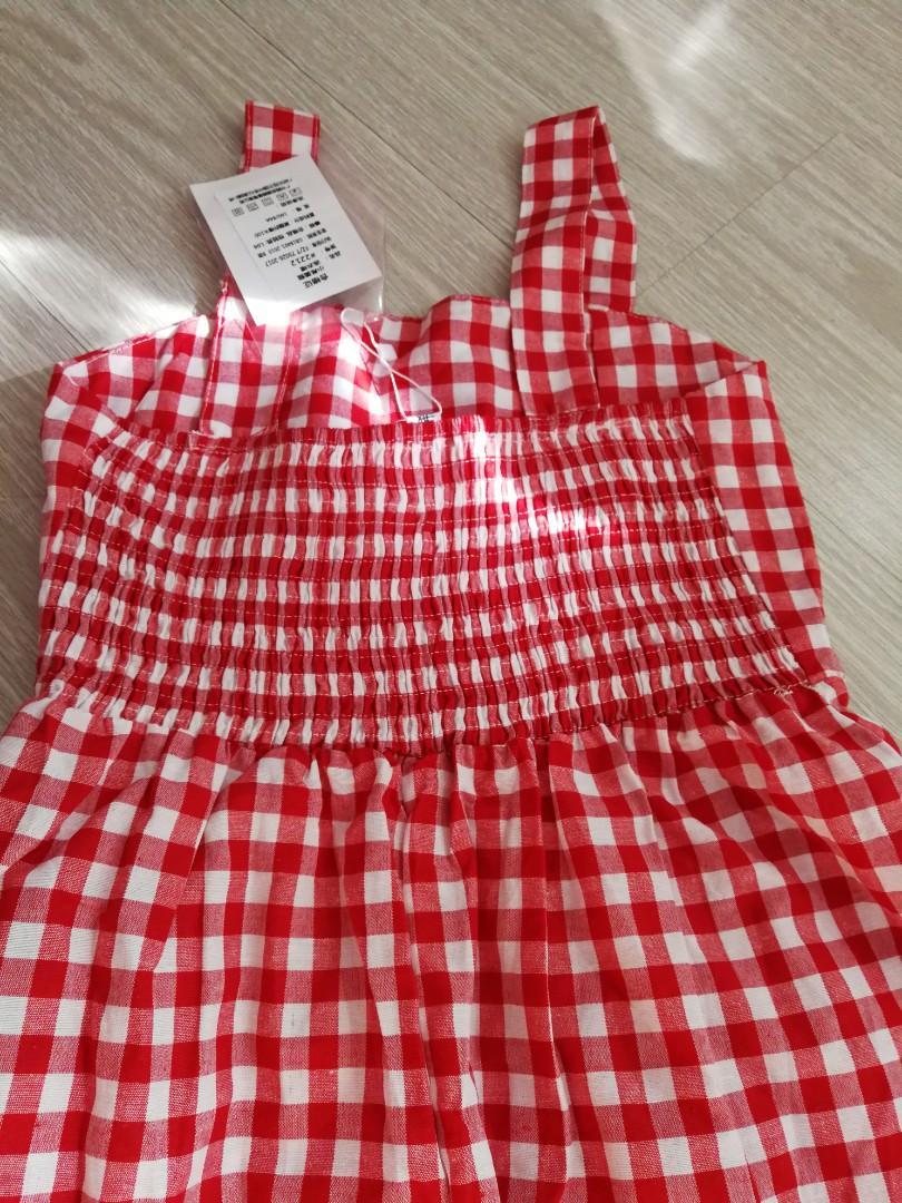 Red and white new arrivals check dress