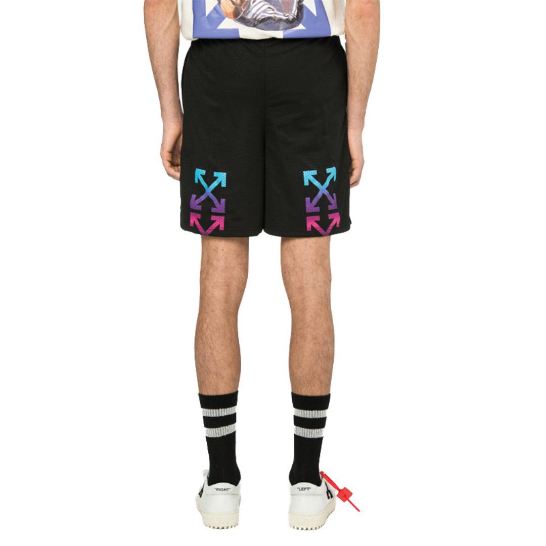 off white gradient mesh shorts