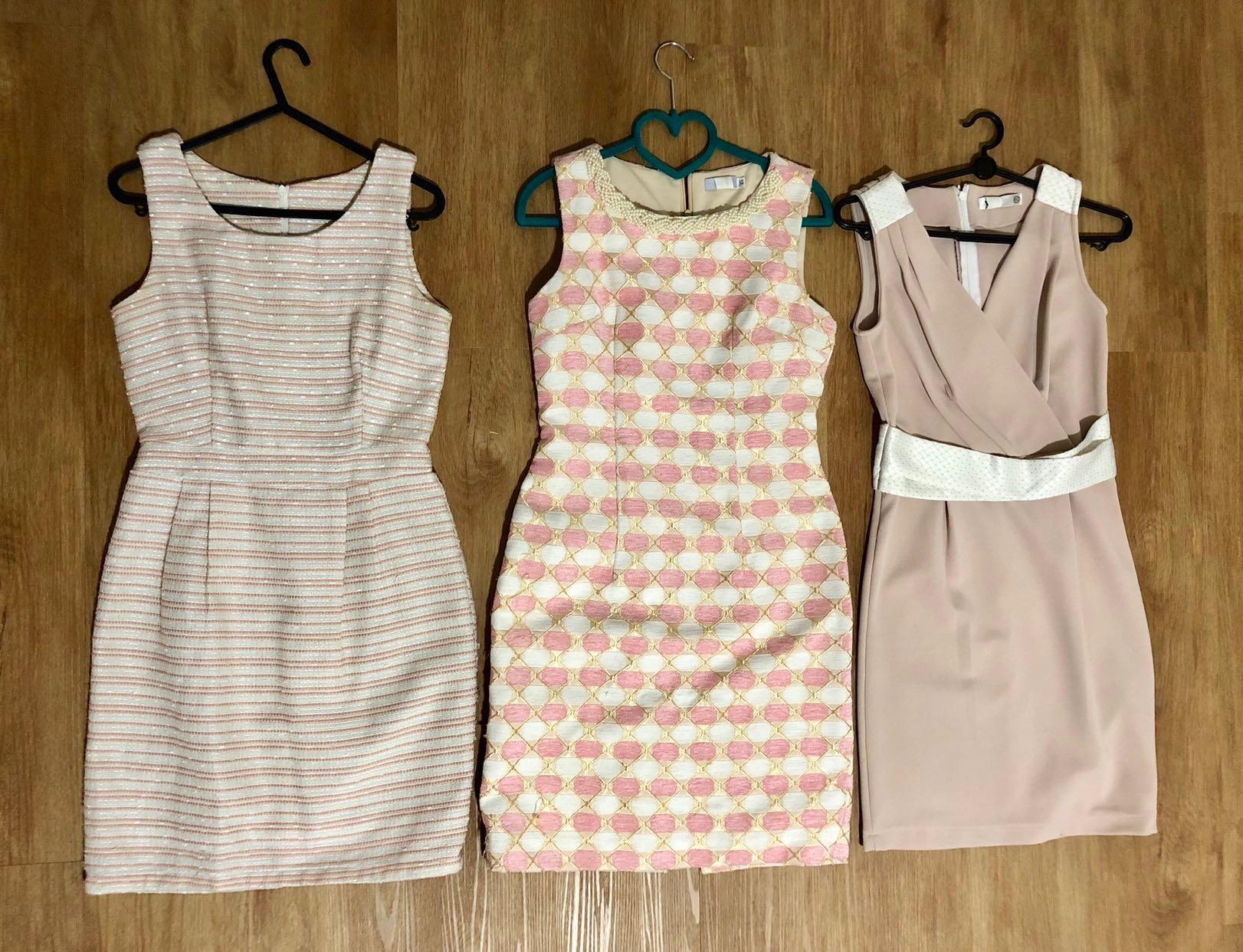 Elegant Classy Tweed Dress Japanese Style White Light Pink
