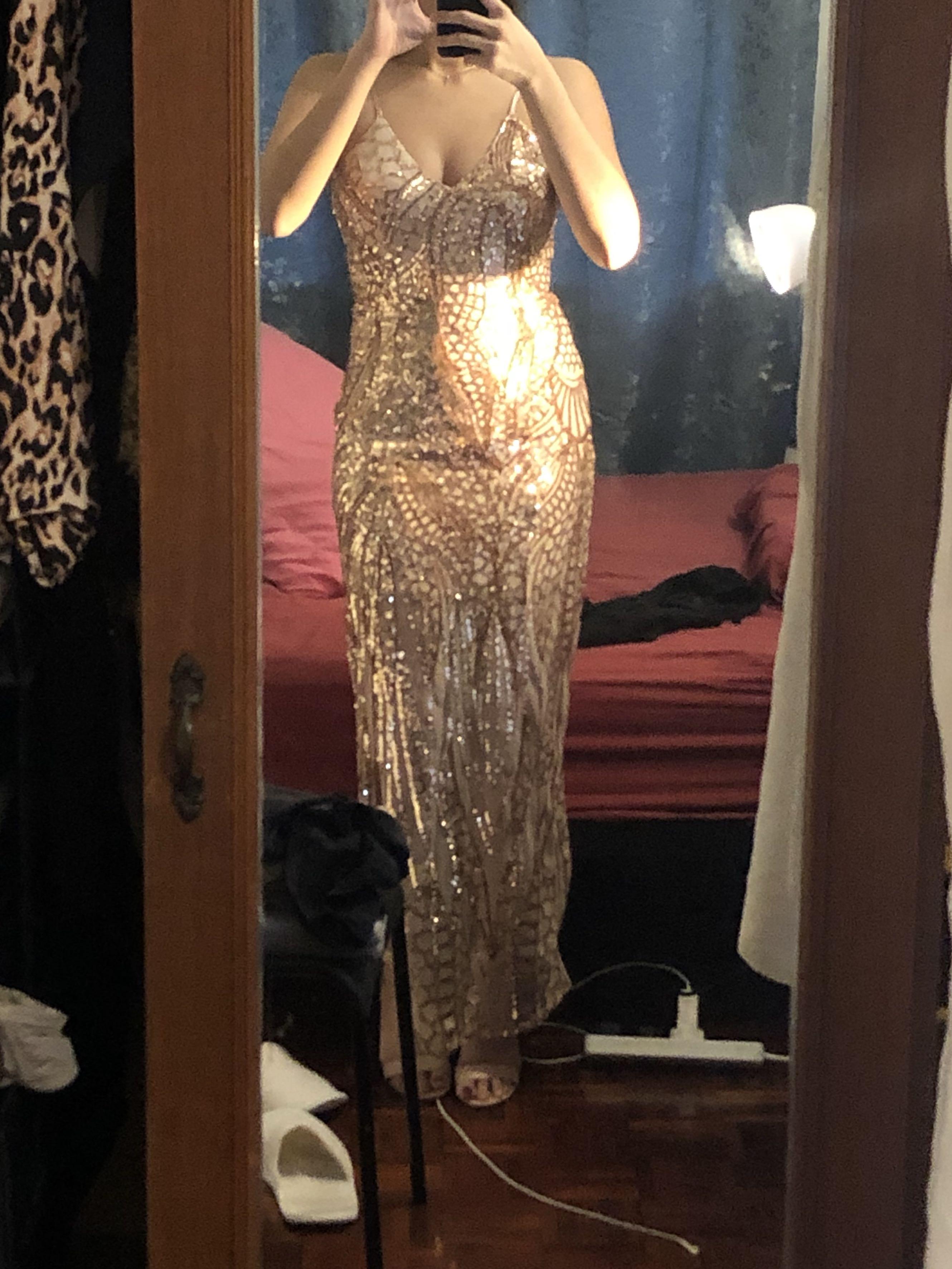 gold sequin robe