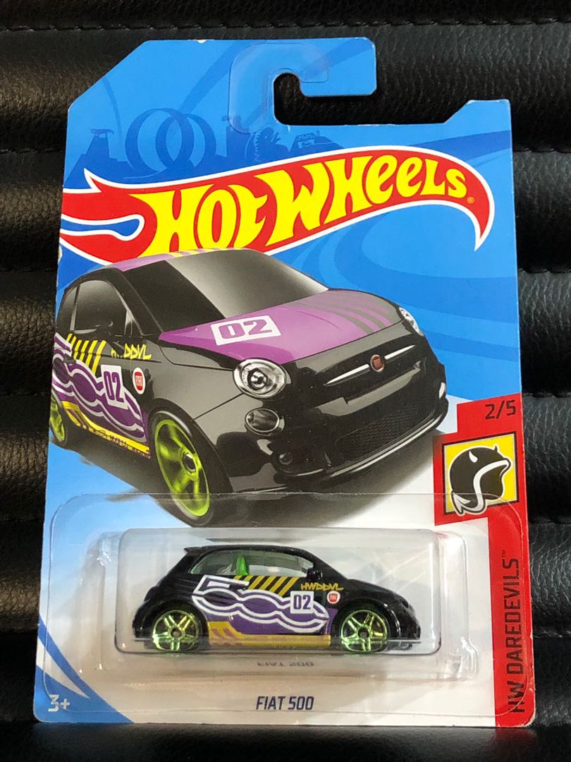 Hot Wheels Fiat 500 in Black Purple Hobbies Toys Toys Games on Carousell