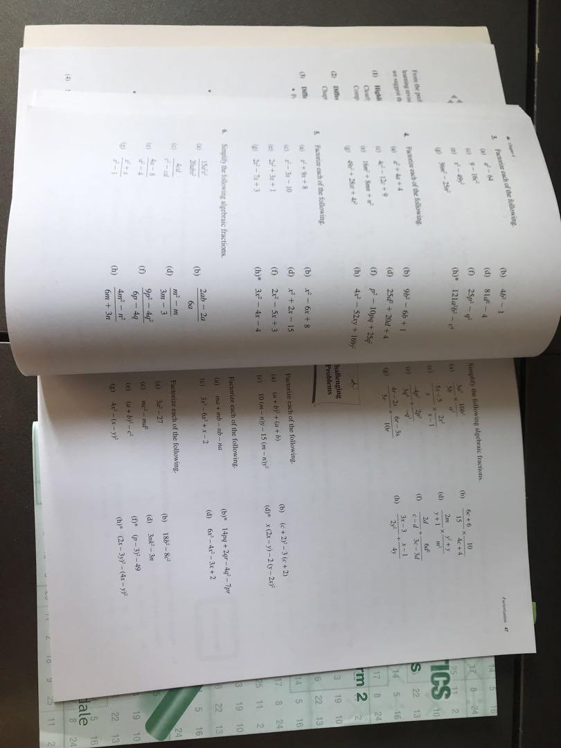 Intensive Mathematics Supplementary Exercise Form 2 with answers, 興趣及遊戲 ...