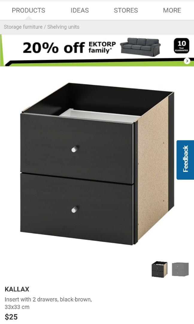 Ikea Kallax 2x 2 Drawers Inserts Furniture Shelves Drawers On