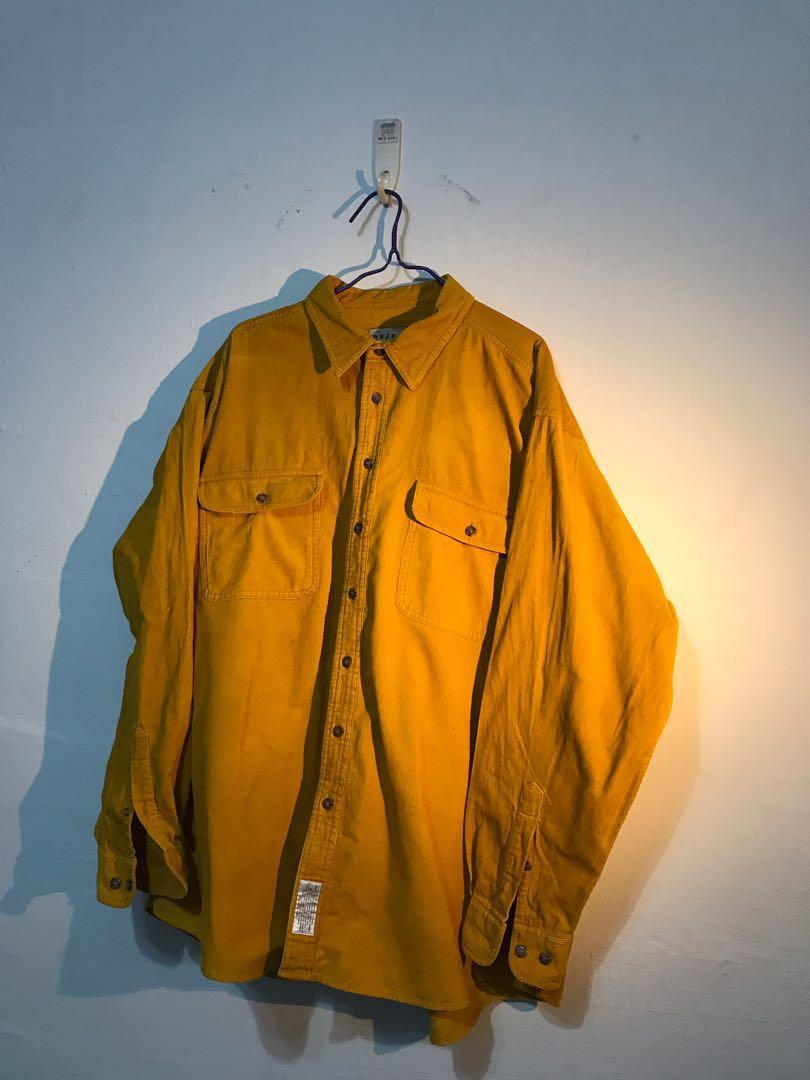 mustard yellow button up shirt men's