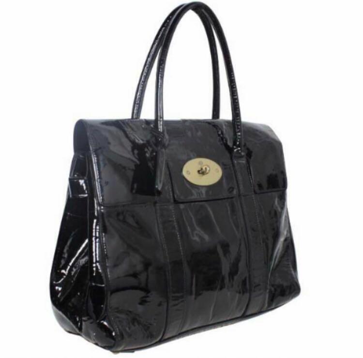 mulberry black patent leather bag