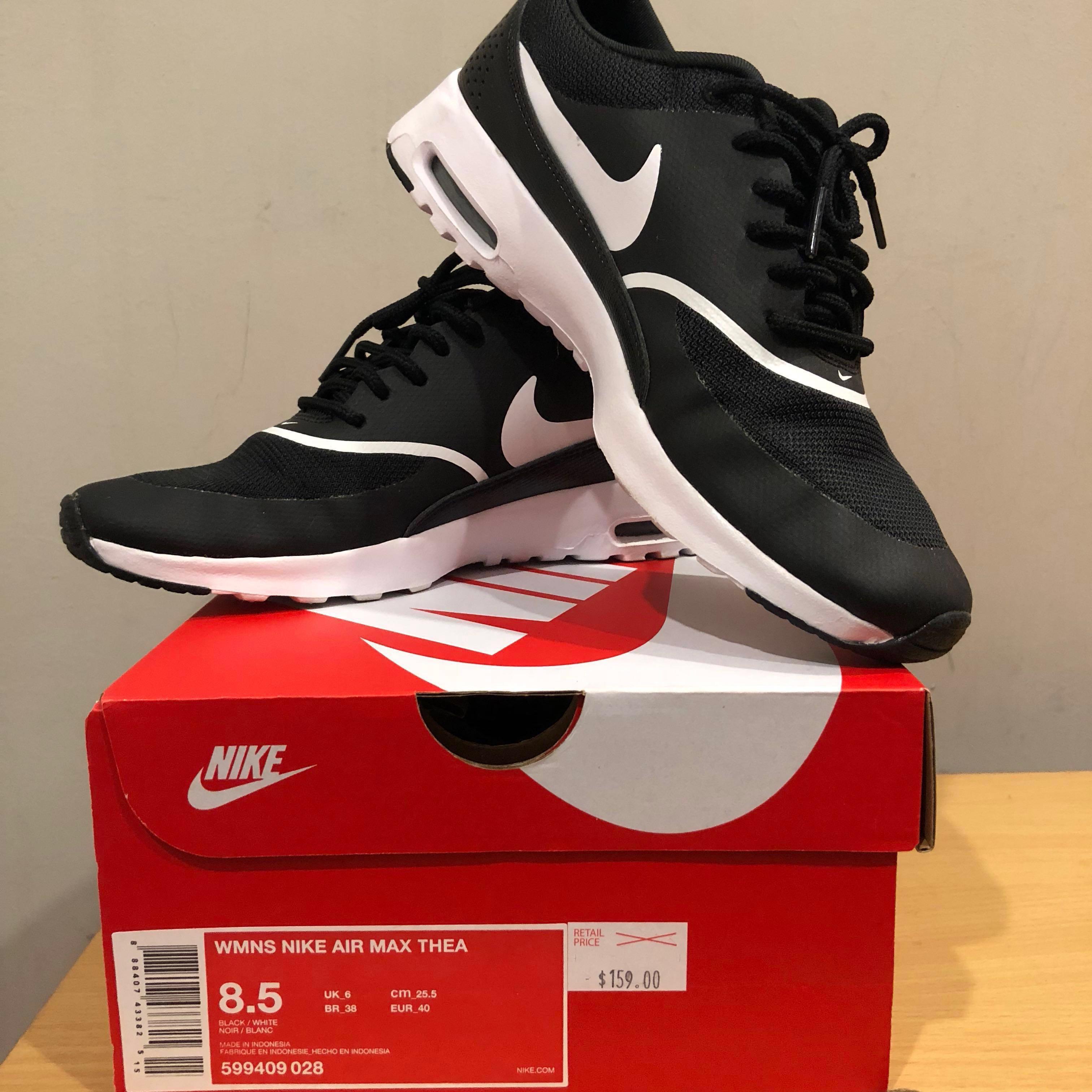 nike air max thea black white womens