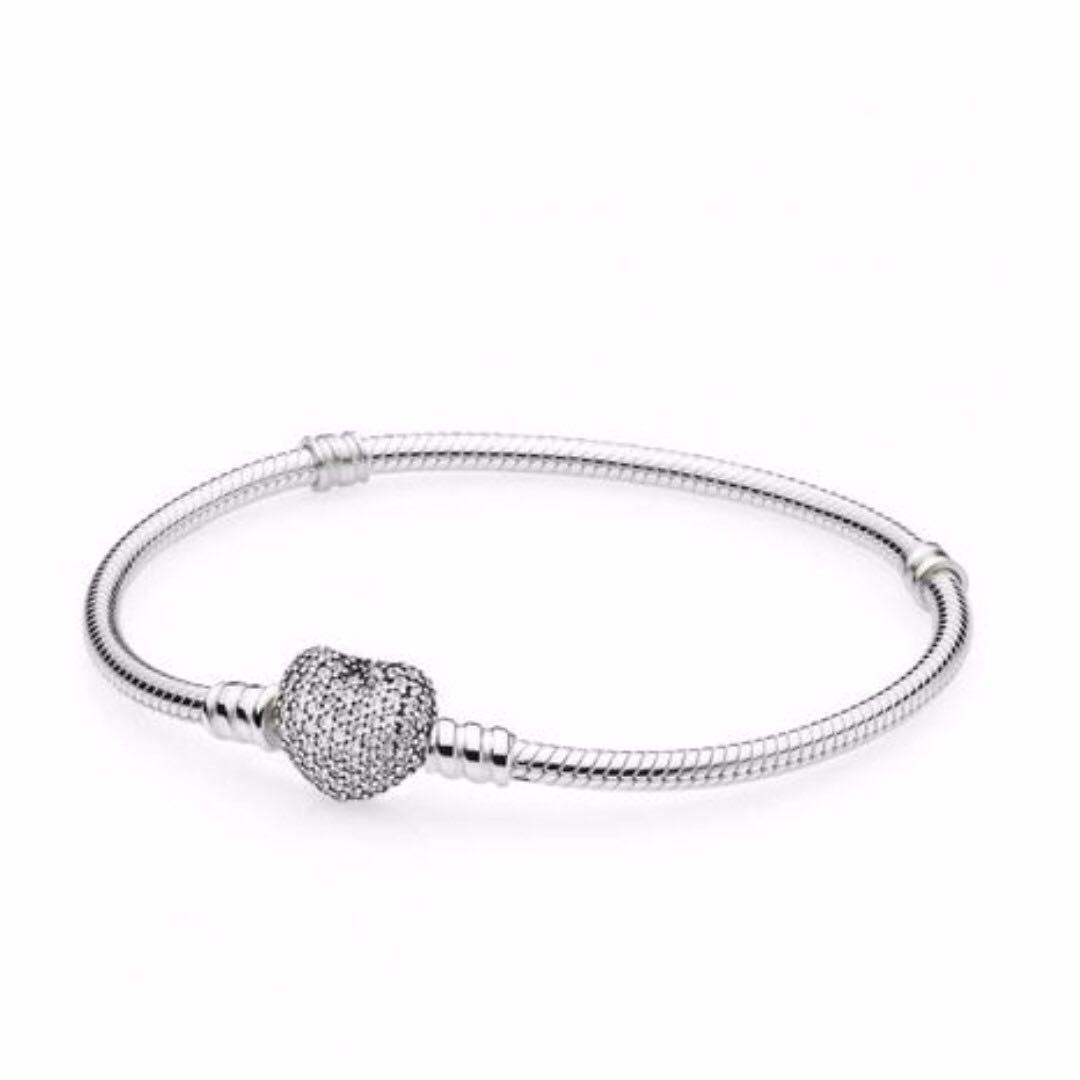 Pandora silver bracelet with heart-shaped clasp (Category: Bracelets) located in Quezon City. Submitted by _4everlove (Listing ID 211045990, Image 2). Description: Pandora silver bracelet with heart-shaped clasp 19 cm Comes with pouch only.