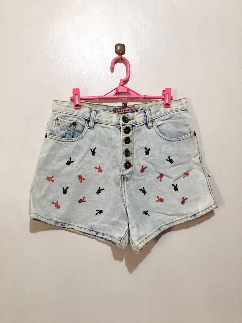 Playboy denim shorts, Women's Fashion 