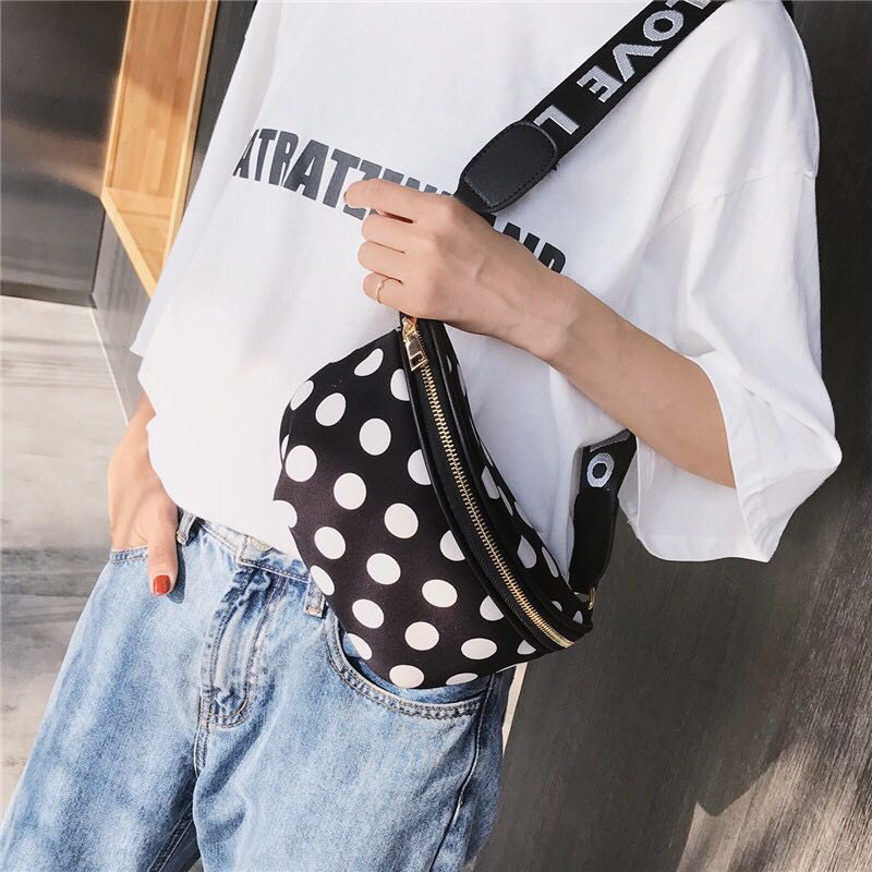 White and online black fanny pack