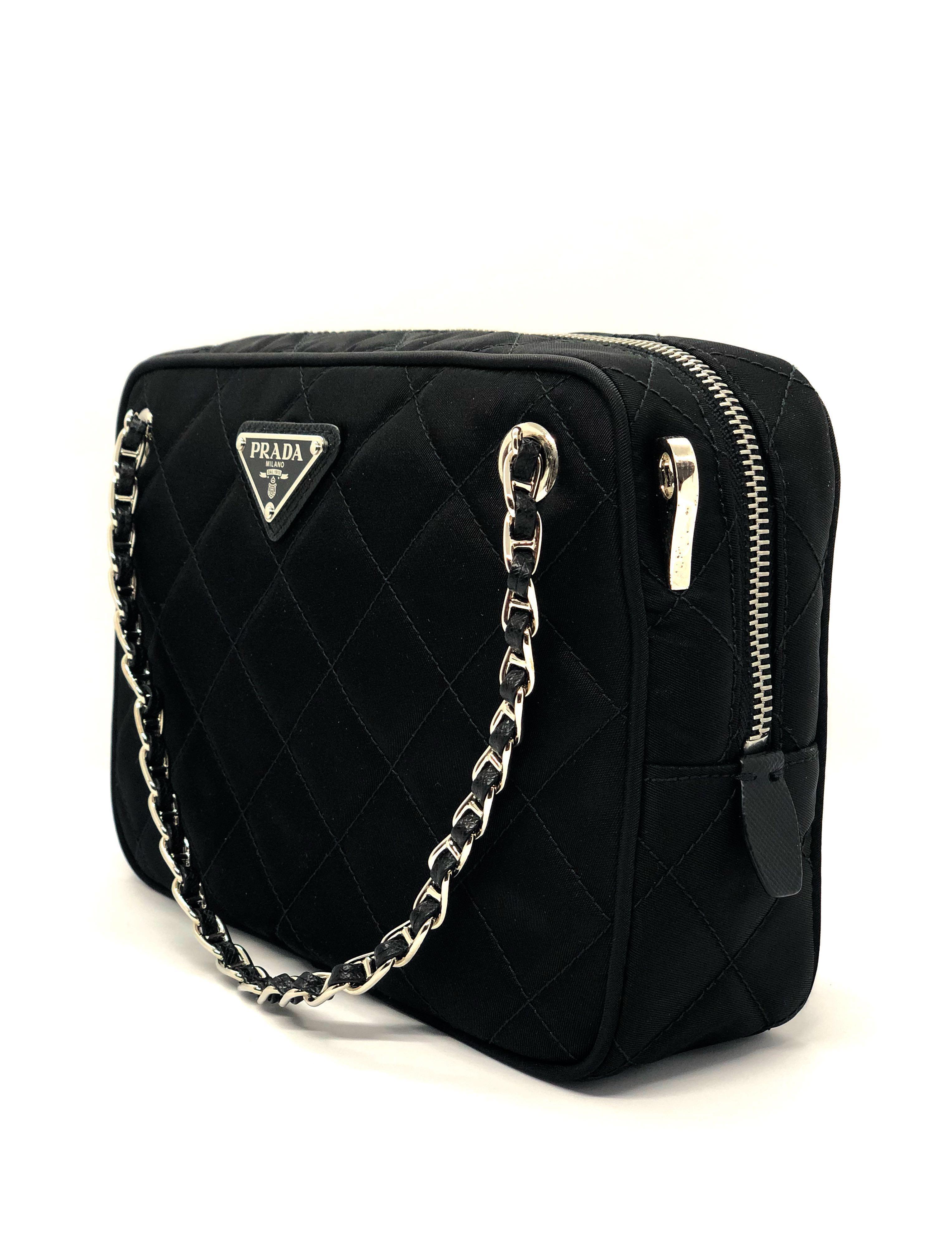 Prada+Black+Tessuto+Nylon+Quilted+Triangle+Logo+Cross+Body+Bag+1BH910 for  sale online