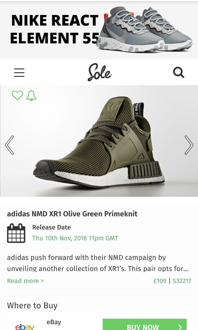 Preloved] Oem Adidas Nmd Xr1 Olive Green Primeknit, Men'S Fashion,  Footwear, Sneakers On Carousell