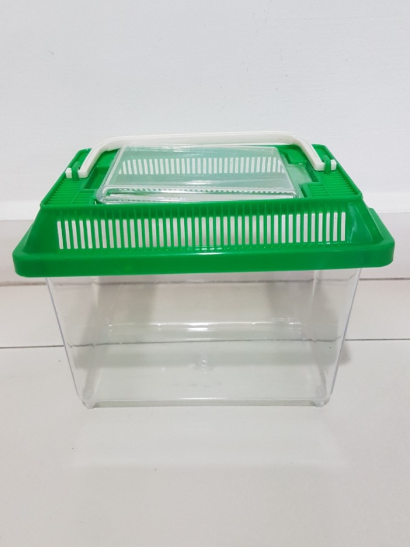 small plastic fish tank with lid