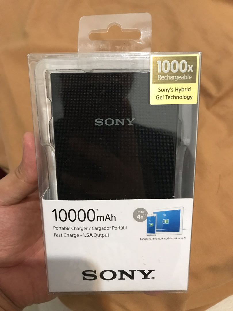 Sony Powerbank Portable Charger 10000mah Cp V10 Hitam Black Telepon Seluler Tablet Aksesoris Tablet Handphone Power Bank Charger Di Carousell