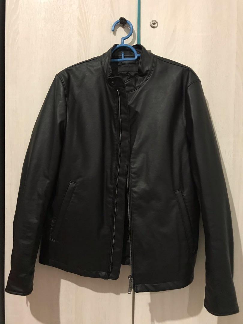 Uniqlo leather shop jacket mens