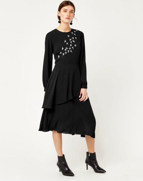 warehouse embroidered dress