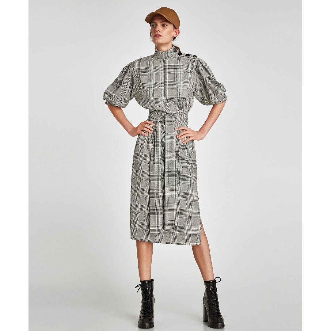 Checkered dress zara deals