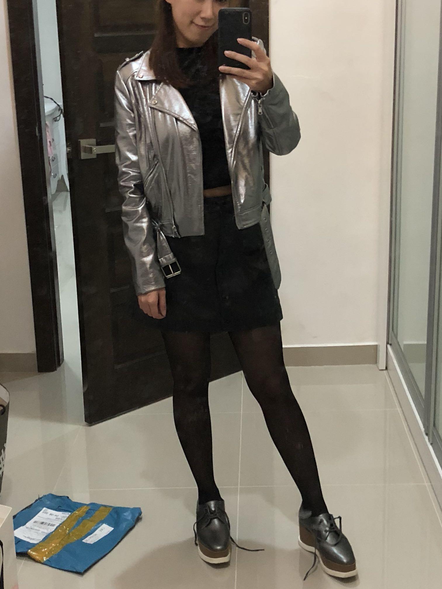 zara silver coat