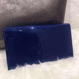 💙YSL clutch bag Saint Laurent patent leather blue