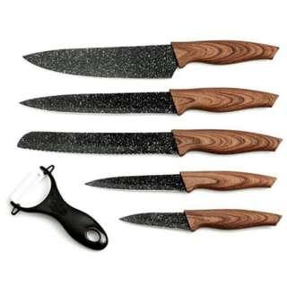 Idealife Knife Set - Perlengkapan Pisau Dapur - IL-161 Gagang Kayu