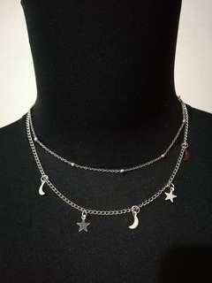 Kalung Simple star moon pendant necklace