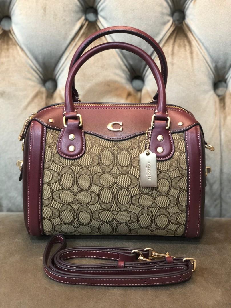 AUTHENTIC COACH IVIE BENNETT SATCHEL IN SIGNATURE JACQUARD