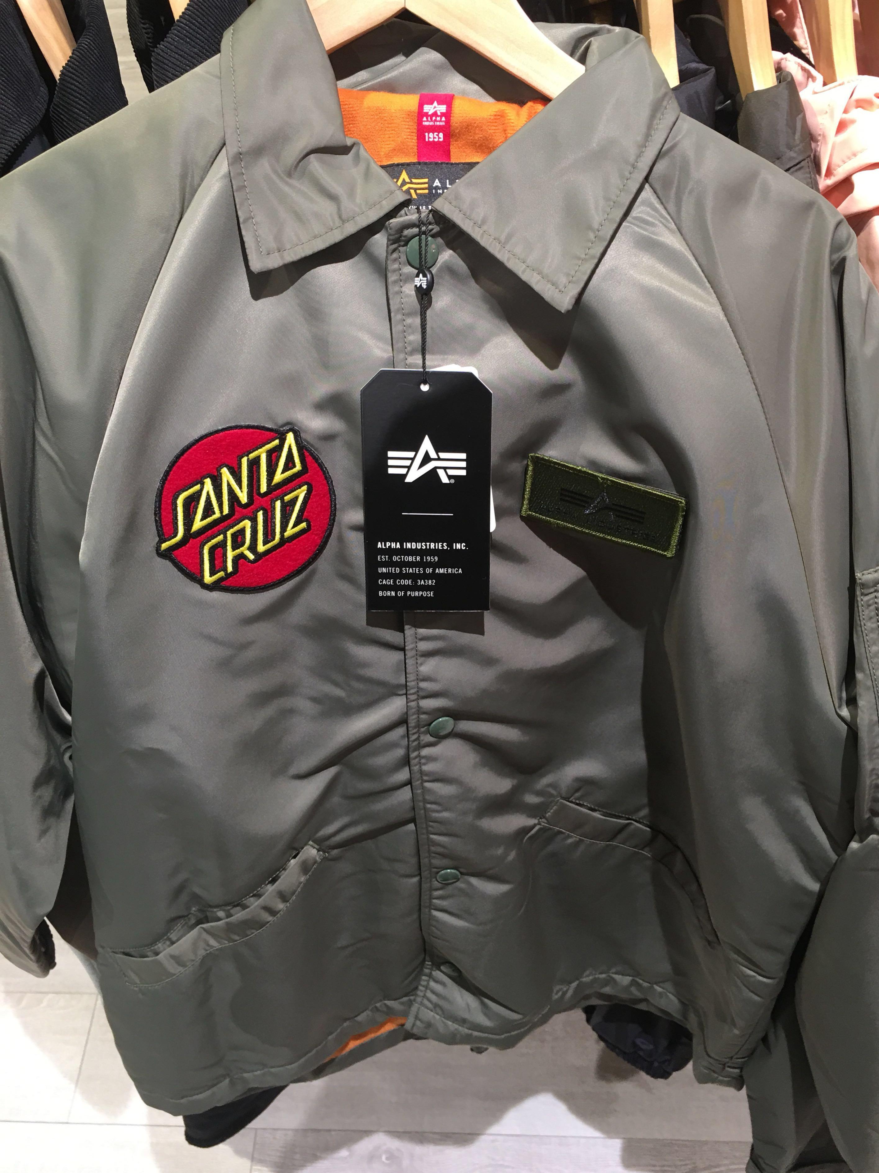 Alpha Industries X Santa Cruz Vintage Green Jacket, 男裝, 外套及
