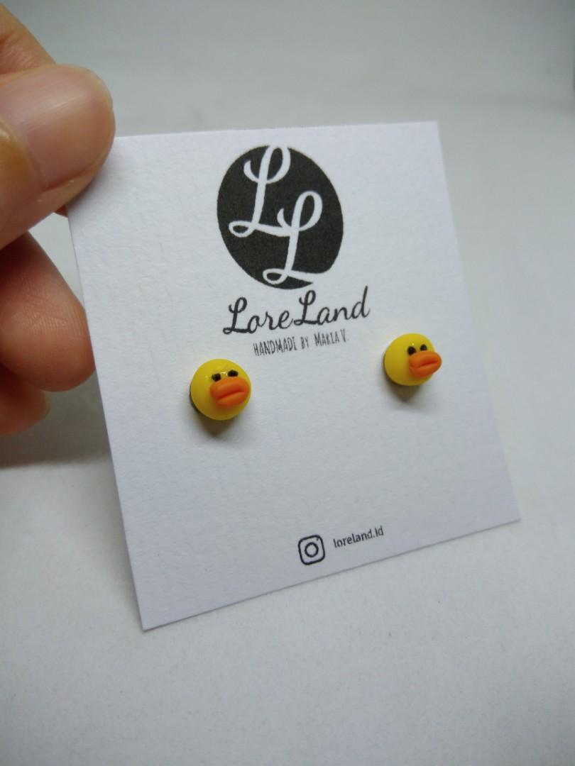 Anting Handmade Clay Sally Bebek Duck Line Friends Stud Earrings Fesyen Wanita Perhiasan Di Carousell