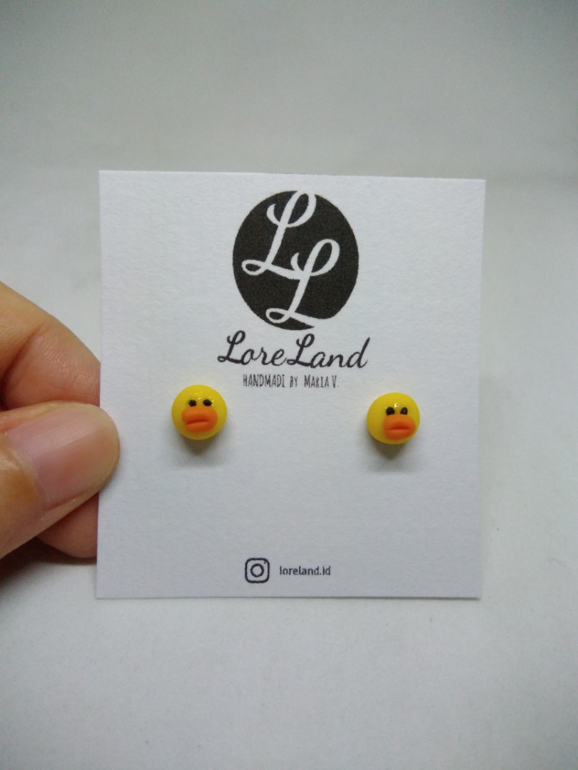Anting Handmade Clay Sally Bebek Duck Line Friends Stud Earrings Fesyen Wanita Perhiasan Di Carousell