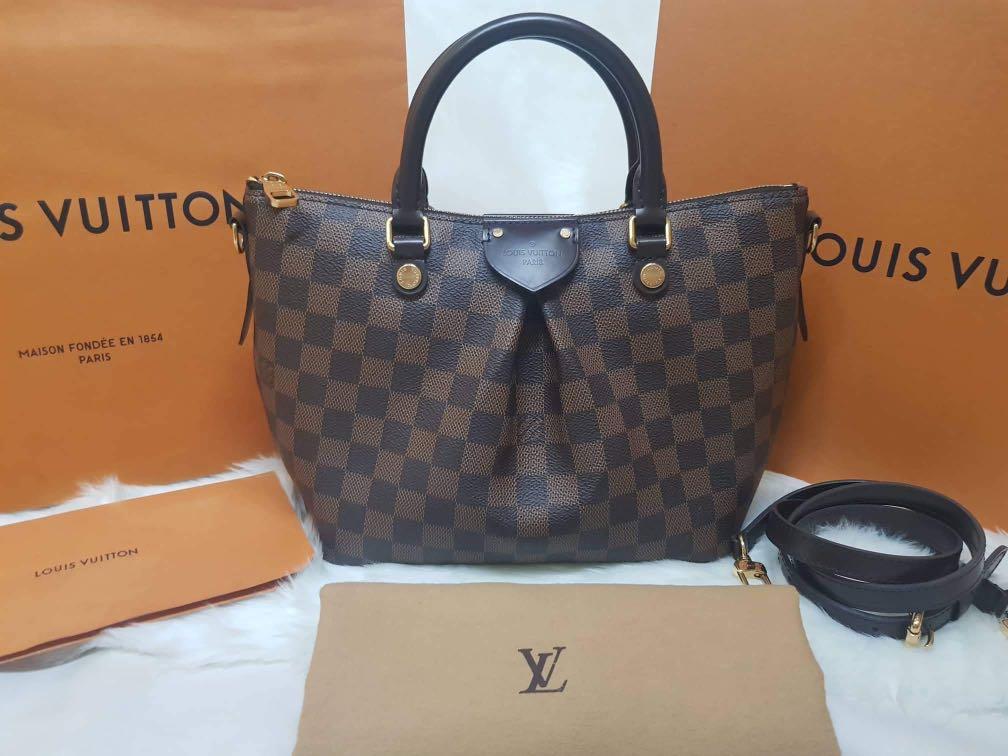 AUTHENTIC LOUIS VUITTON SIENA PM DAMIER EBENE SATCHEL BAG PURSE_BROWN